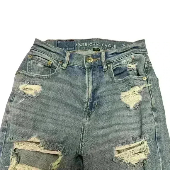 American Eagle Highest 90s Boyfriend Jeans Distressed Denim Women's Size 00 - Picture 3 of 6